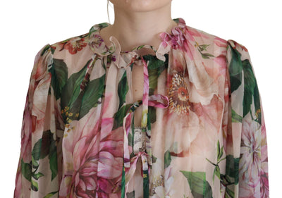 Multicolor Silk Floral Print Long Midi Dress