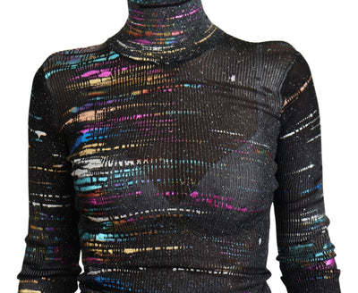 Multicolor Turtleneck Slim Pullover Sweater