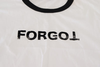 White Forgot Print Short Sleeves Crop T-shirt