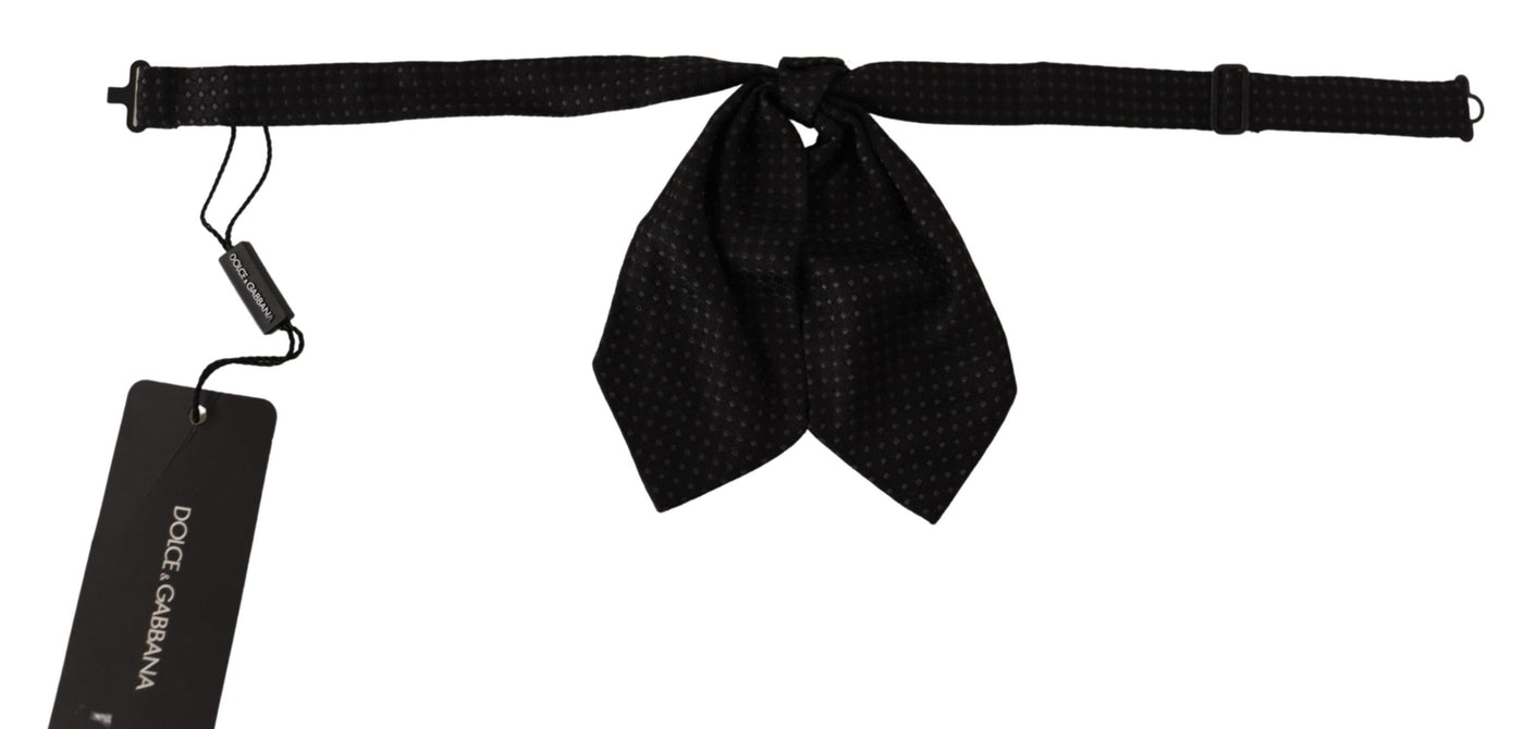 Black Gray Polka Dot Adjustable Neck Papillon Bow Tie