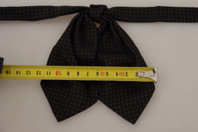 Black Gray Polka Dot Adjustable Neck Papillon Bow Tie
