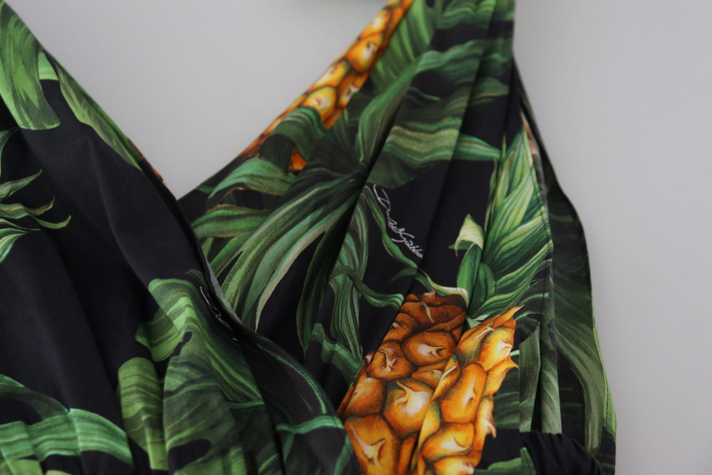 Multicolor Pineapple Cotton Vneck Maxi Dress