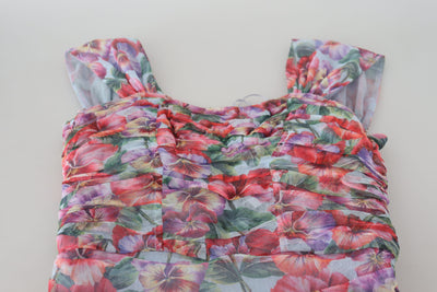 Multicolor Floral Tulle Sheath Midi Dress