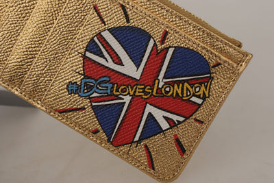 Gold Leather #DGLovesLondon Women Cardholder Case Wallet