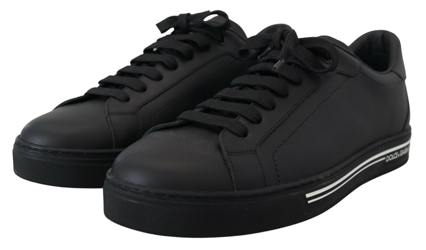 Black Leather Low Top Sneakers Casual Shoes