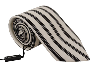 White Black Strips Accessory Necktie