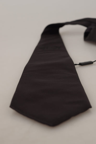 Black Solid Classic 100% Silk Necktie Accessory Tie