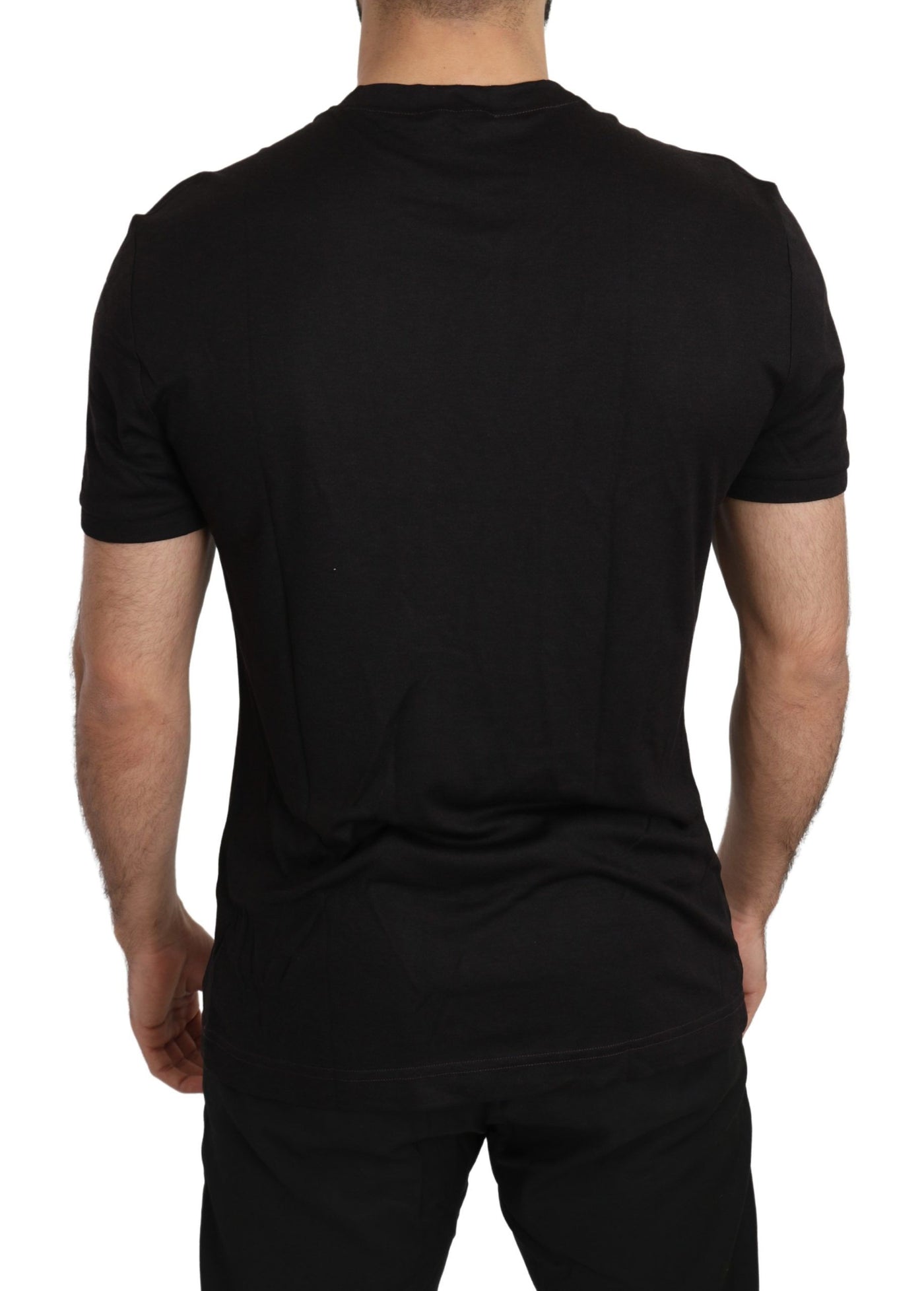 Black Printed Short Sleeves Crewneck T-shirt