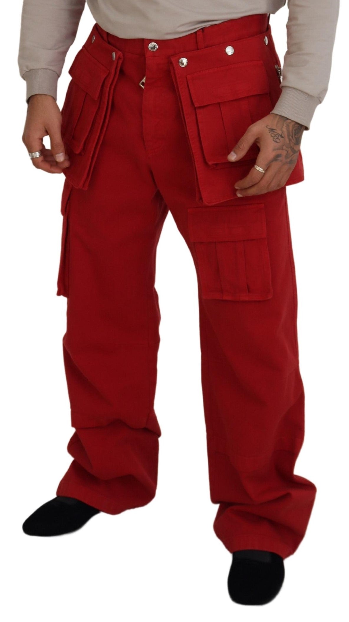 Red Cotton Men Carpenter Pants