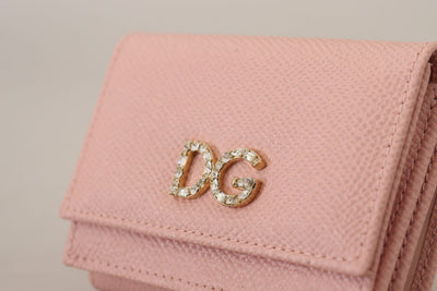 Pink Leather French Flap Crystal DG Logo Coin Wallet