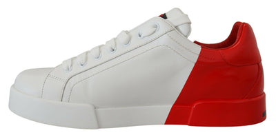 White Red Leather Casual Sneakers