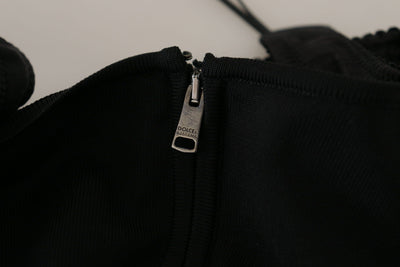 Black Bustier Corset Zipper Back Sleeveless Top