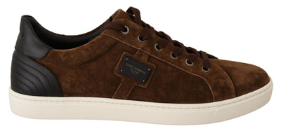 Brown Suede Leather Mens Low Tops Sneakers