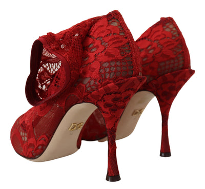 Red Taormina Lace Socks Boots Pumps Shoes