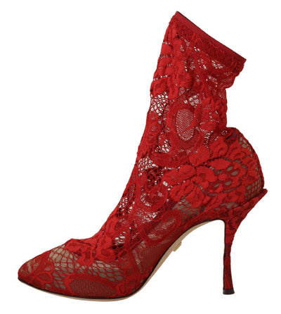 Red Taormina Lace Socks Boots Pumps Shoes