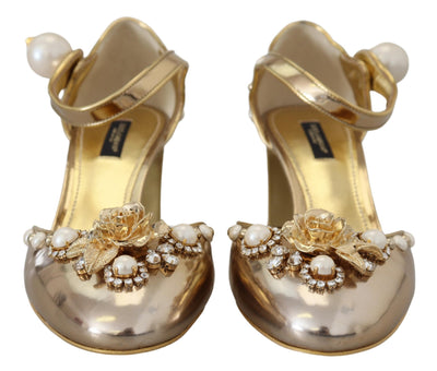 Gold Pearl Embellishment Heels Sandals