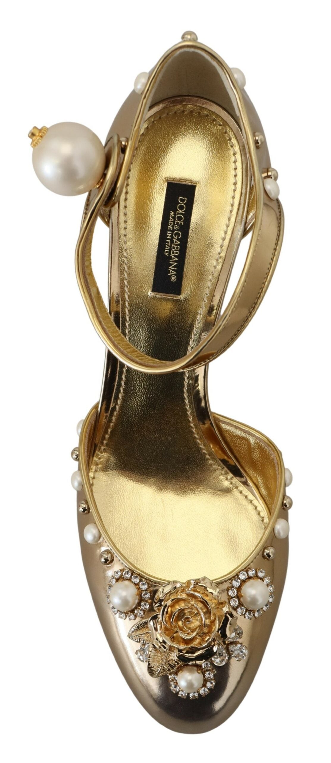 Gold Pearl Embellishment Heels Sandals