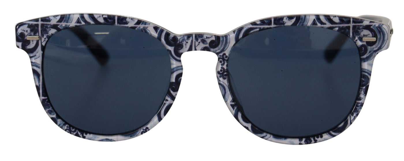 Blue Majolica Frame Round Lens Women Sunglasses