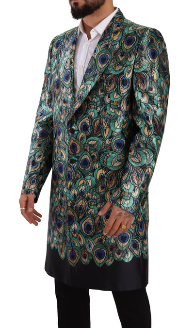 Multicolor Peacock Silk SICILIA Overcoat Jacket