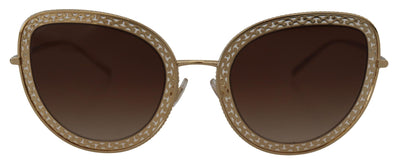 Gold Oval Metal Frame Lace Logo Women DG2226 Sunglasses