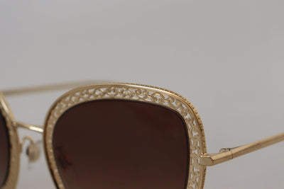 Gold Oval Metal Frame Lace Logo Women DG2226 Sunglasses