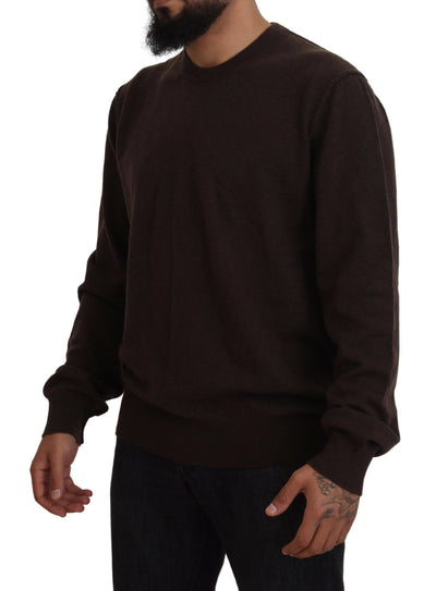 Brown Cashmere Crew Neck Pullover Sweater