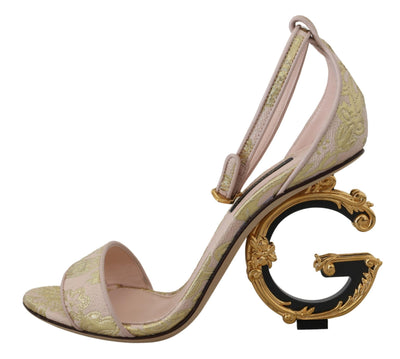 Pink Baroque Monogram Dg Heeled Sandals Shoes