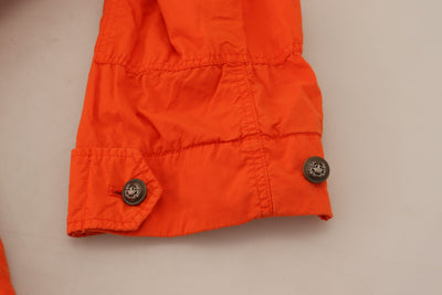 Orange Collared Windbreaker Cotton Jacket