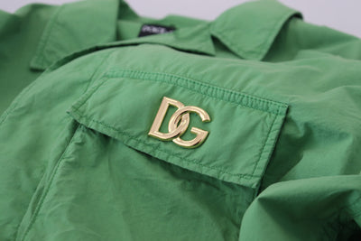 Green Collared Windbreaker Cotton Jacket