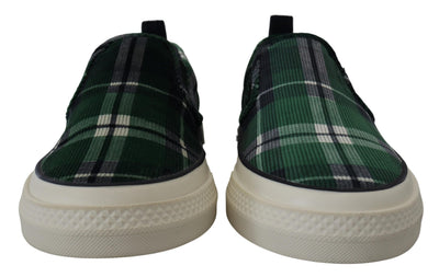 Green Check Flats Logo Loafers Sneakers Shoes