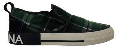 Green Check Flats Logo Loafers Sneakers Shoes