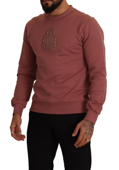 Pink Cotton Logo Applique Pullover Sweater