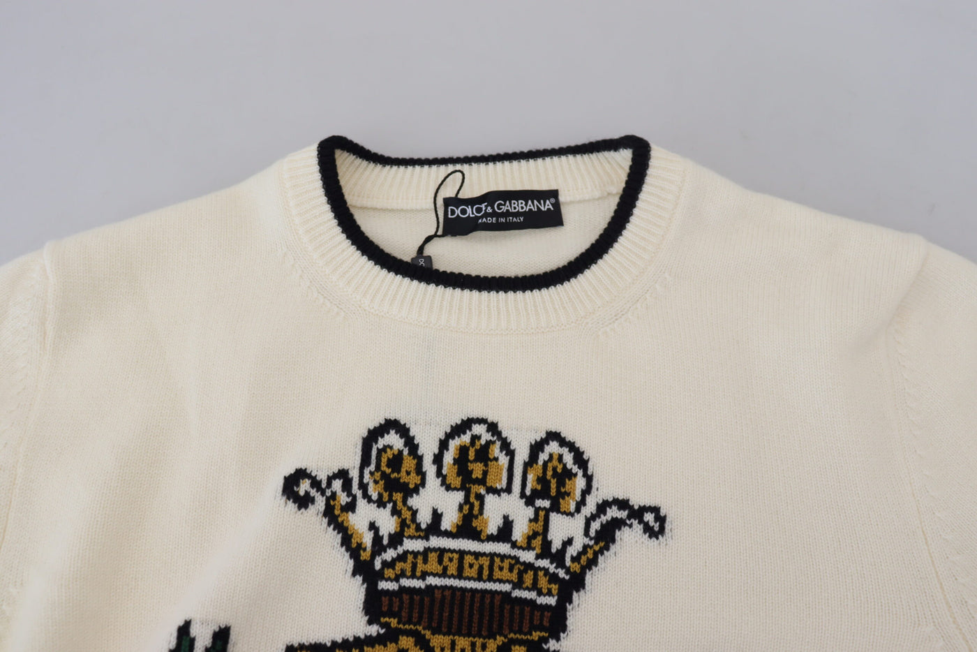 White Henry VIII Cashmere Pullover Sweater