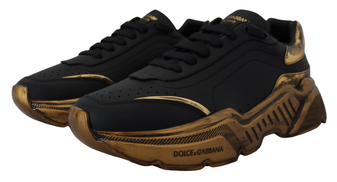 Black Gold Leather Sport DAYMASTER Sneakers  Shoes
