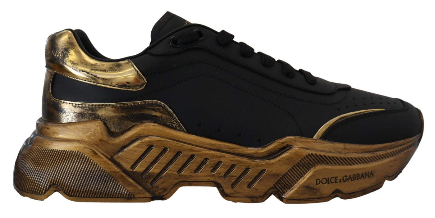 Black Gold Leather Sport DAYMASTER Sneakers  Shoes