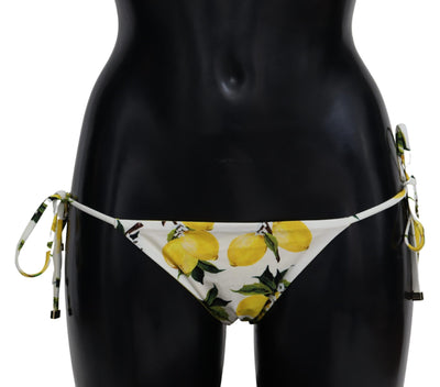 White Lemon Print Bottom Bikini Beachwear Swimsuit