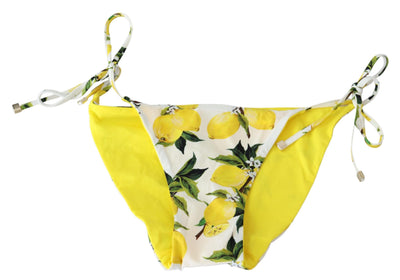 White Lemon Print Bottom Bikini Beachwear Swimsuit