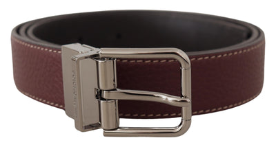 Brown Classic Leather Silver Metal Buckle Belt