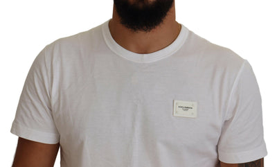 White DG Logo Plaque Crewneck Casual T-shirt