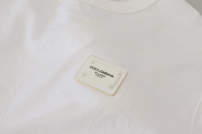 White DG Logo Plaque Crewneck Casual T-shirt