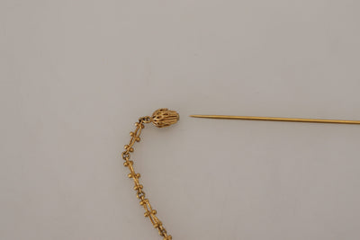 Gold Tone Brass Heart DG Logo Chain Pin Brooch