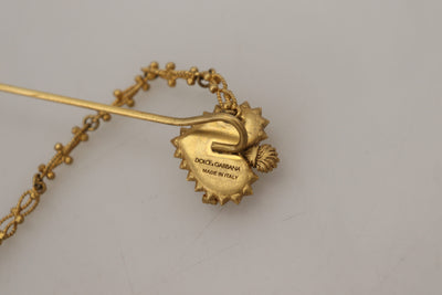 Gold Tone Brass Heart DG Logo Chain Pin Brooch