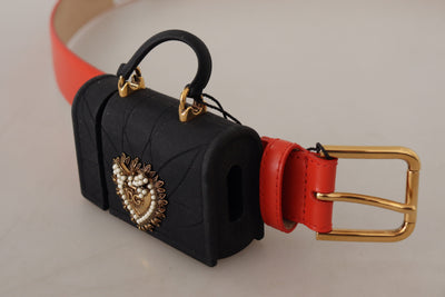 Red Leather Devotion Heart Micro Bag Headphones Belt
