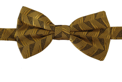Gold Brown 100% Silk Butterfly Papillon Tie
