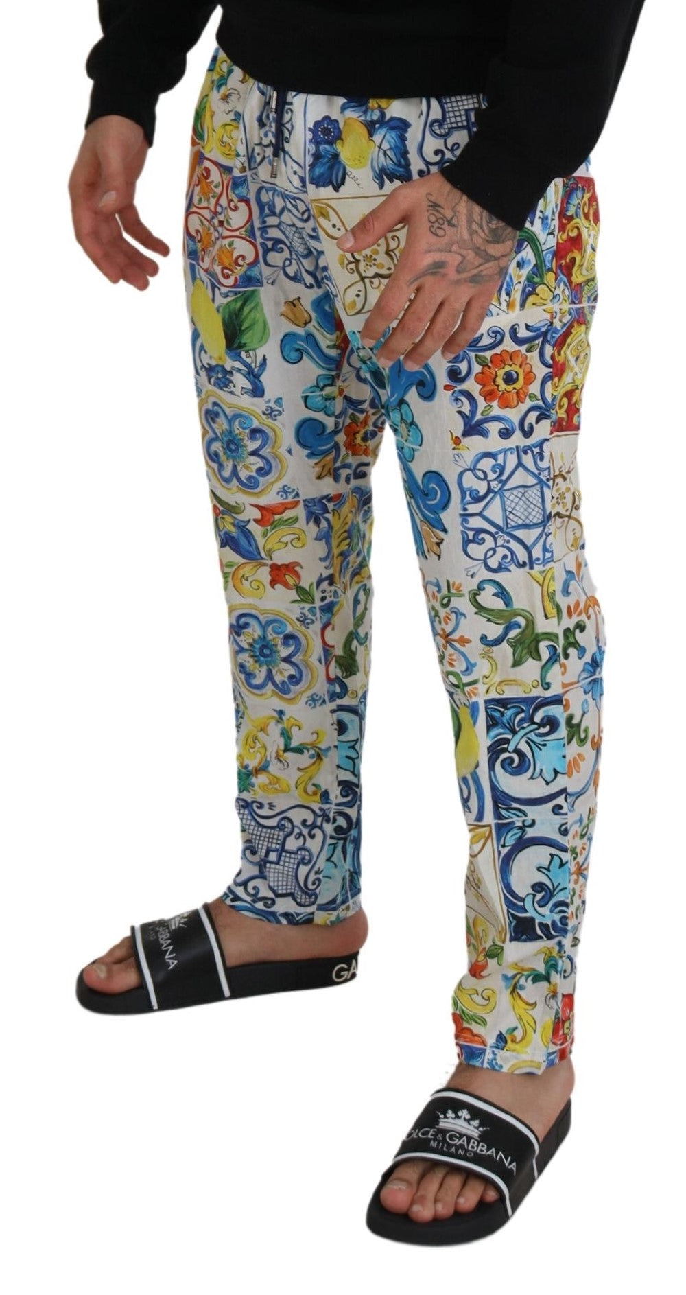 Multicolor Majolica Print Jogger Pants