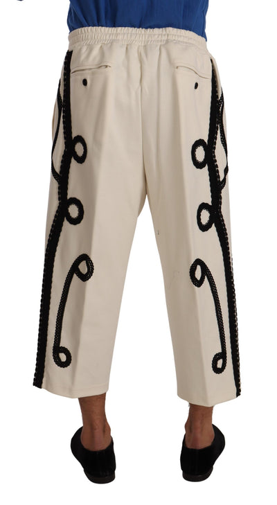 White Embroidery Torero Trouser Pants