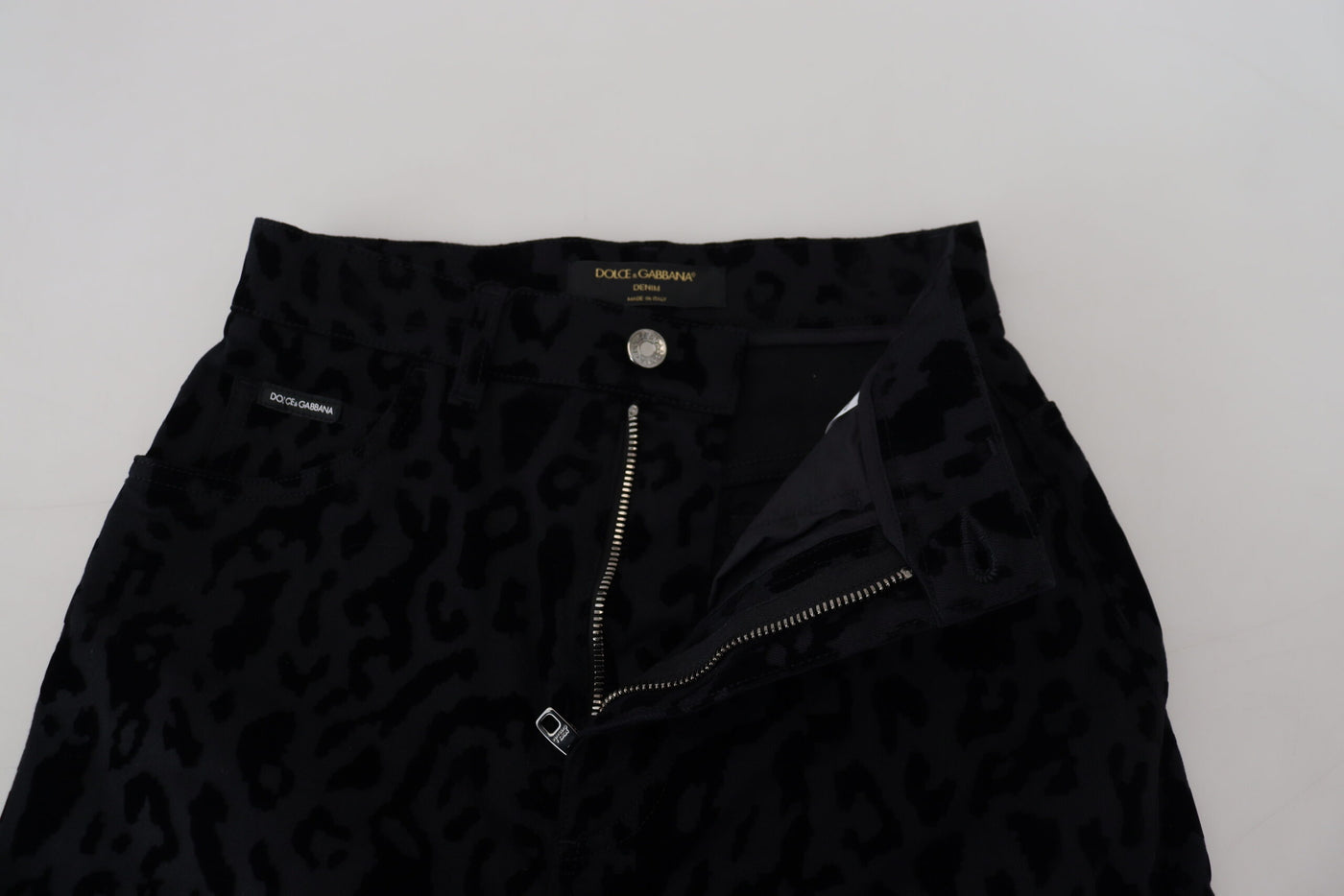 Black Cotton Pencil Cut Denim Mini Skirt