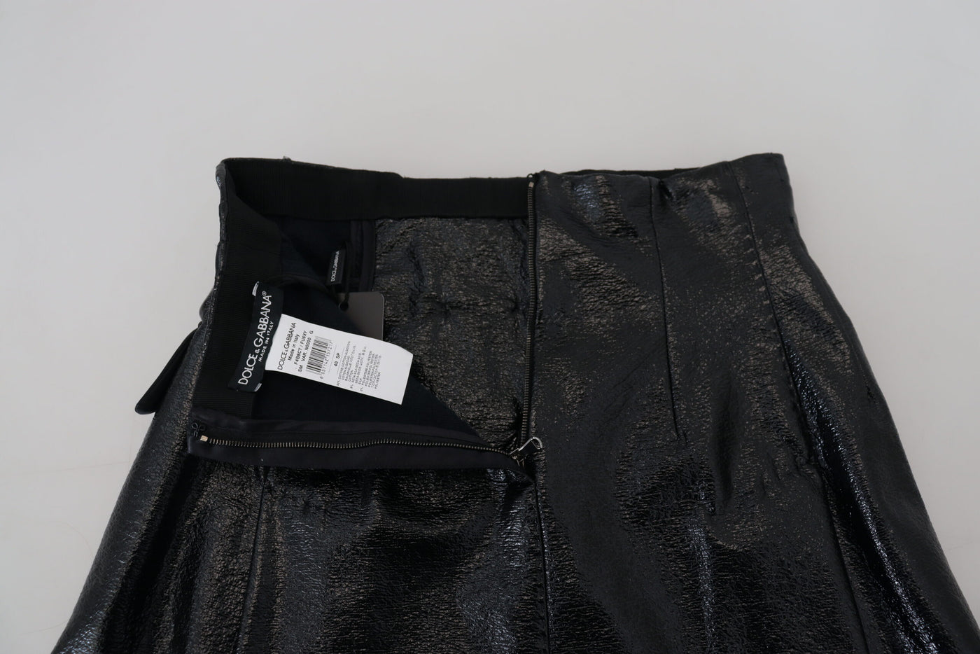 Shiny Black A-line High Waist Mini Skirt