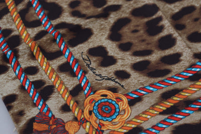 Brown Leopard Silk Square Wrap Foulard Scarf