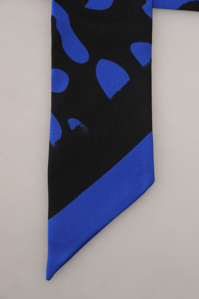 Blue Logo Print Silk Necktie Shawl Scarf